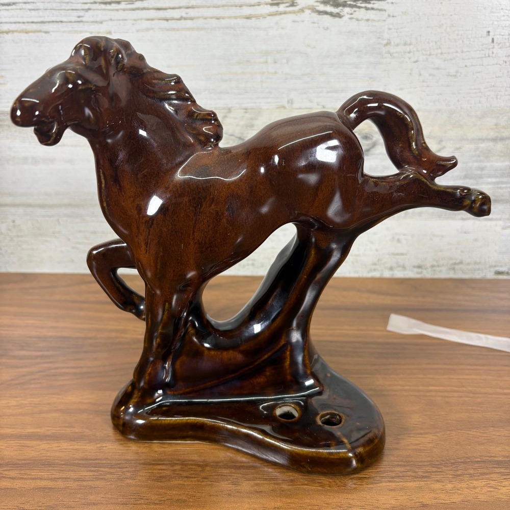 Rearing Horse Mid Century Modern Glazed Porcelain Statue‎ Marked